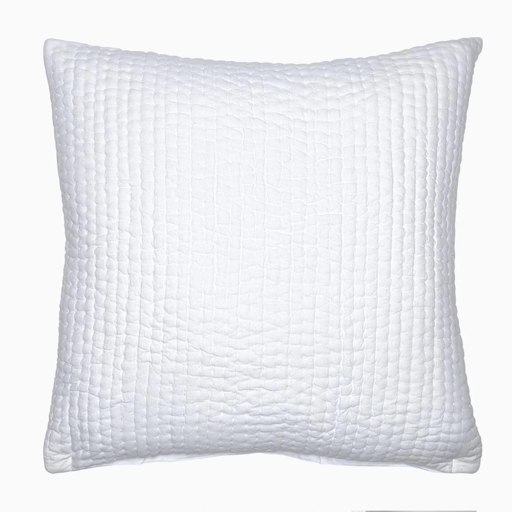 NEW JOHN ROBSHAW Vivada White Hand Stutched Coverlet Euro 27”x27”